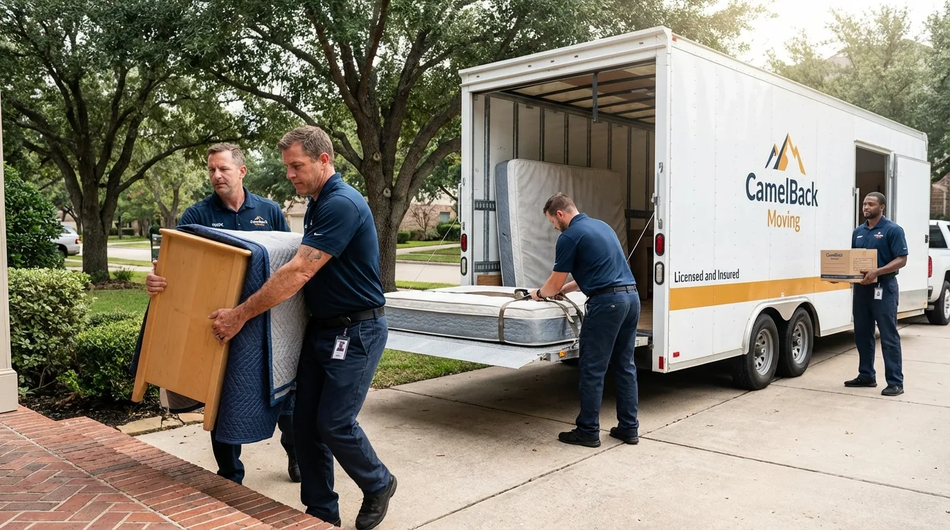 Crew loading residential truck for cross-state move from Rhinelander, WI